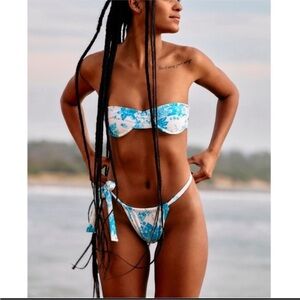 Frankie's Bikinis Cielo White and Blue Floral Bikini top & bottom